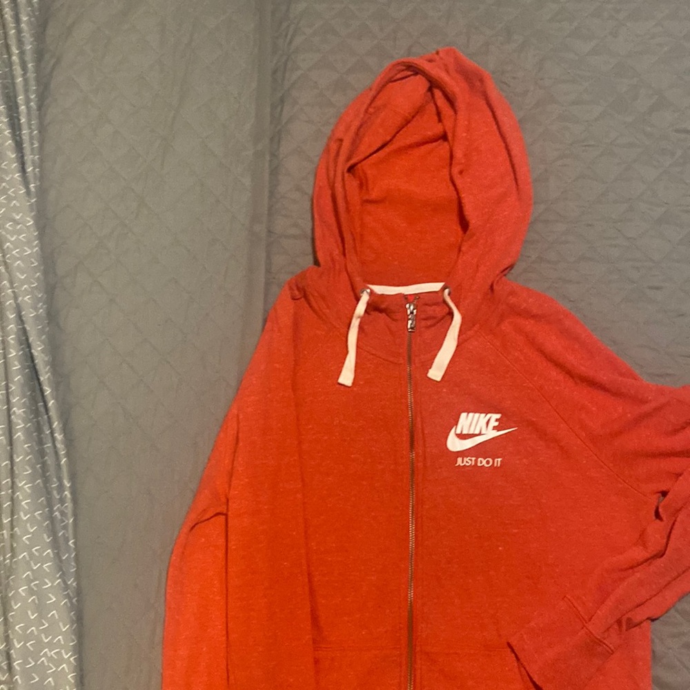 Red Heather Nike zip up hoodie